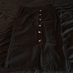 Black pencil skirt with front buttons